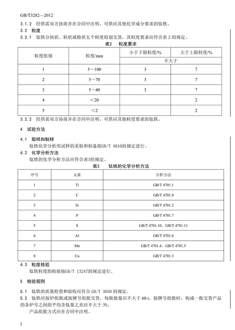GB/T3282-2012鈦鐵國(guó)家標(biāo)準(zhǔn)