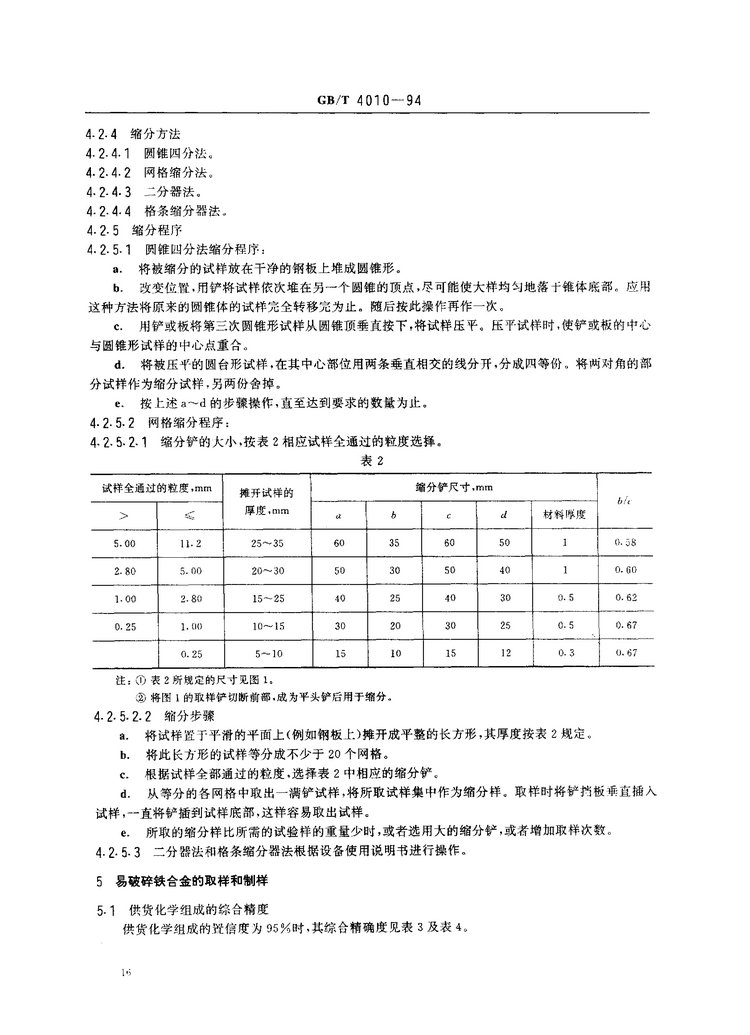 GB/T 4010-1994鐵合金化學(xué)分析用試樣的采取和制備國家標(biāo)準(zhǔn)