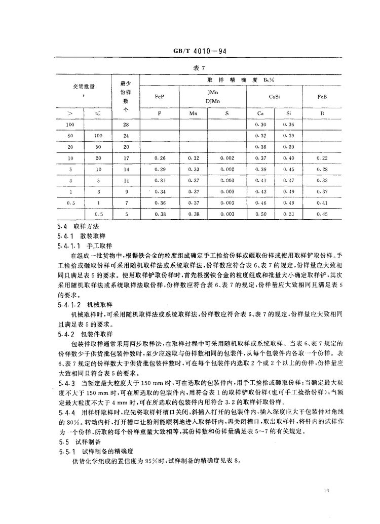 GB/T 4010-1994鐵合金化學(xué)分析用試樣的采取和制備國家標(biāo)準(zhǔn)